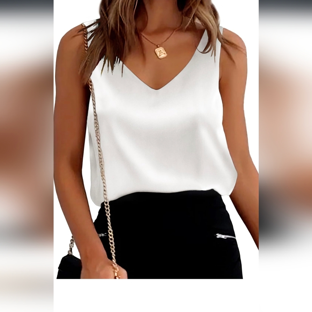 Elegant White V-Neck Women's Top